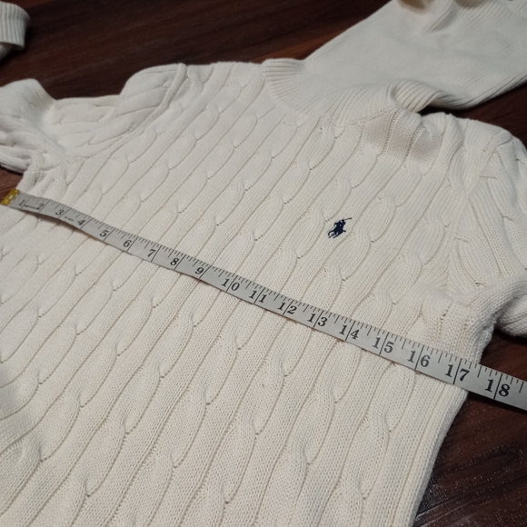 Ralph Lauren Sport Cable Knit Turtleneck Cotton Sweater In Cream - Picture 5 of 6